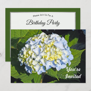 Invitación Floral Azul y amarillo Hydrangea Foto Cumpleaños