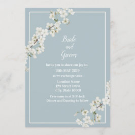 Invitación floral azul y blanca turbia