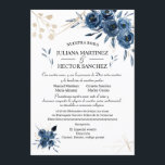 Invitación floral azul y dorada (Español)<br><div class="desc">invitaciones únicas y elegantes para todos eventos.</div>
