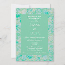 Invitación Floral Azul y Verde de Floraciones de Primavera Ba