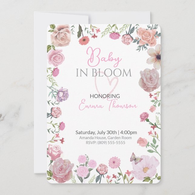 Invitación Floral Baby Shower Invitation – Elegant Watercolor (Anverso)
