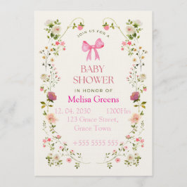 Invitación Floral Baby Shower Invitation | Soft Pink waterco