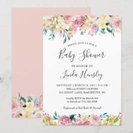 Invitación Floral Baby Shower Pastel Rubor Garden