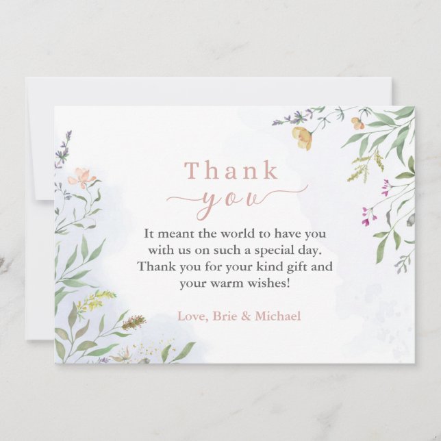 Invitación Floral Baby Shower Thank You Card (Anverso)