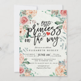 Invitación Floral Baby Shower una pequeña princesa está en ca
