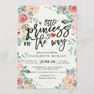 Invitación Floral Baby Shower una pequeña princesa está en ca