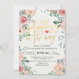 Invitación Floral Baby Shower una pequeña princesa está en ca