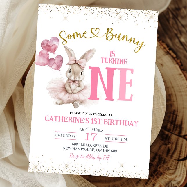 Invitación Floral Ballerina Bunny First Birthday Invitation (Subido por el creador)