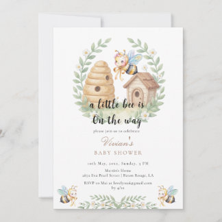 Invitación Floral Beehives and Little Bee Baby Shower