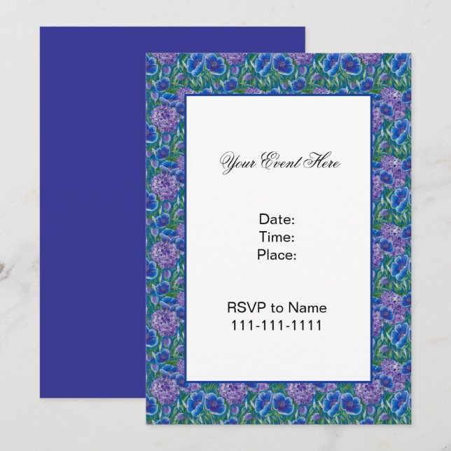 Invitación floral Bellisima Hydrangea (Anverso / Reverso)