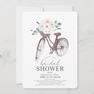 Invitación Floral Bicicleta Watercolor Bridal Shower