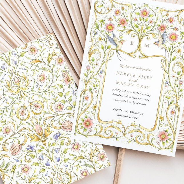 Invitación Floral & Birds Victorian Garden Wedding (Subido por el creador)