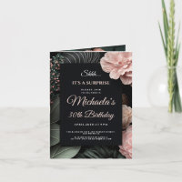 Floral Black Background Surprise Birday Party