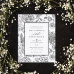 Invitación Floral Black Elegant Wedding<br><div class="desc">Floral Black Elegant Wedding Invitation</div>