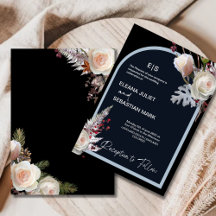 Floral Black Elegent Wedding Invitation
