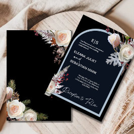 Invitación Floral Black Elegent Wedding Invitation