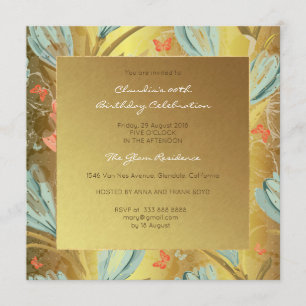 Invitación Floral Black Watercolor Meadow Evento Cumpleaños G