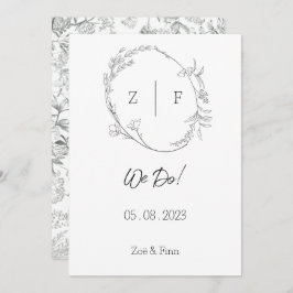 Invitación Floral Black & White Botanical Line Art Invitation