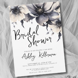 Invitación Floral Black White Bridal Shower