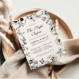 Invitación Floral Black White Night antes de la cena del ensa