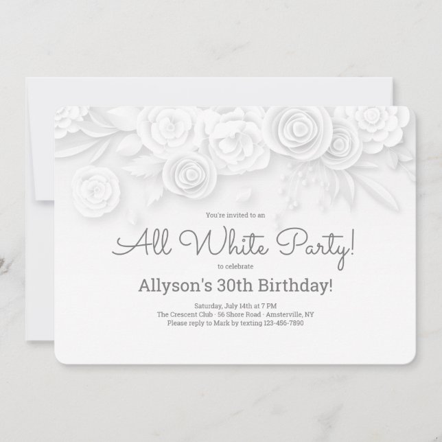 Invitación floral blanca (Anverso)