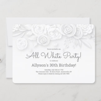 Invitación floral blanca