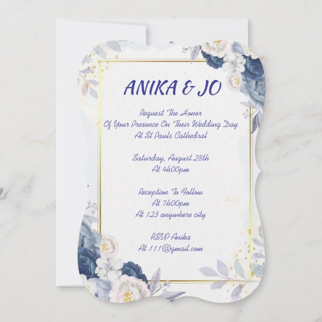 invitación floral blanca a la boda (Anverso)