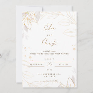 Invitación floral blanca a la boda