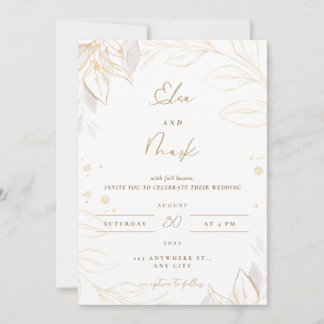 Invitación floral blanca a la boda