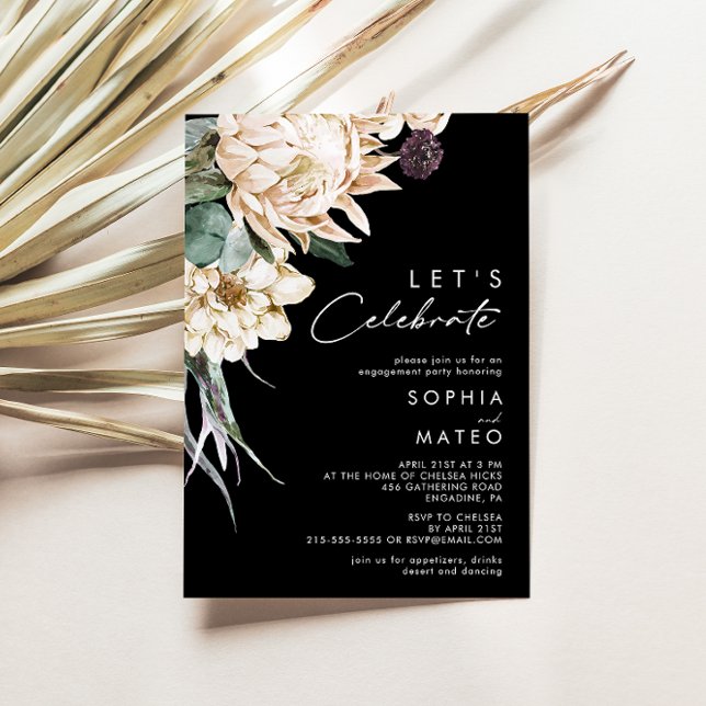 Invitación Floral blanca | Black Vamos a celebrar la invitaci (Subido por el creador)