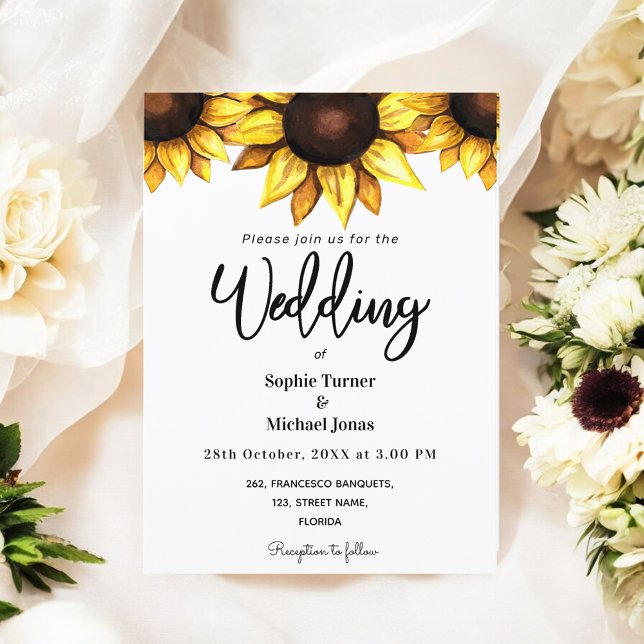 Invitación floral blanca Boda de girasol (Subido por el creador)