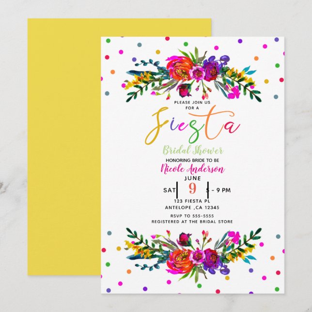 Invitación Floral blanca brillante moderna Fiesta Bridal Duch (Anverso / Reverso)