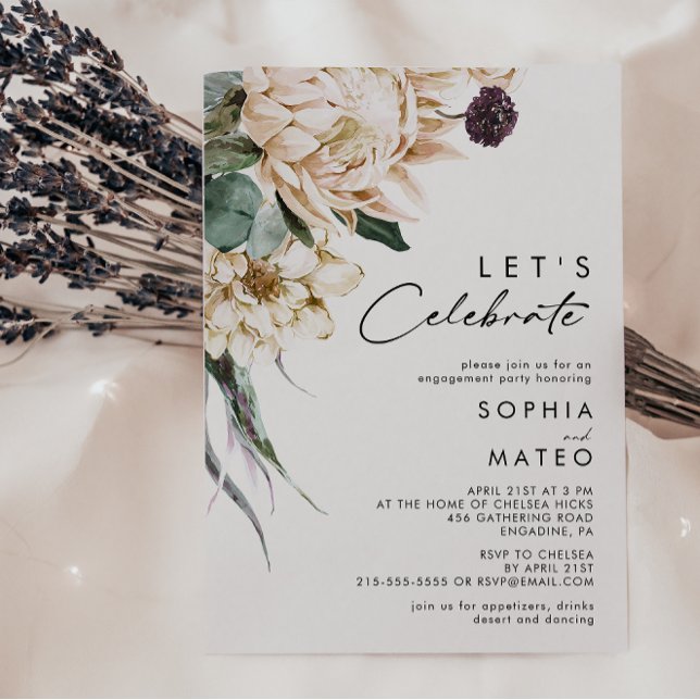 Invitación Floral blanca celebremos (Subido por el creador)