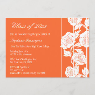 Invitación floral blanca coralina de la fiesta de