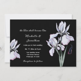 Invitación Floral blanca de iris sobre Boda cristiano negro