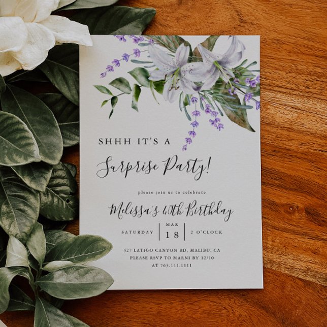 Invitación floral blanca de la fiesta de cumpleaño (Subido por el creador)