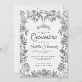 Invitación floral blanca de Quinceanera