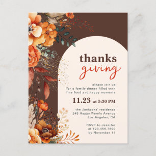 invitación floral blanca en arco para la cena de A