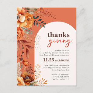 invitación floral blanca en arco para la cena de A