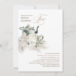 Invitación Floral blanca Pampas Grass Boho Bridal Shower Té