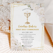 Floral blanca Primera Comunión Santa Cáliz de oro
