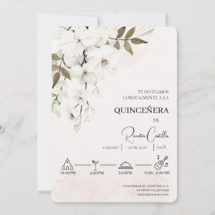 Invitación Floral blanca quinceañera