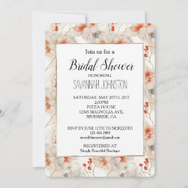 Invitación Floral blanca roja de color rosa