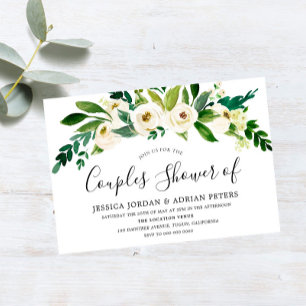 Invitación Floral blanca Todas las estaciones Parejas Ducha I
