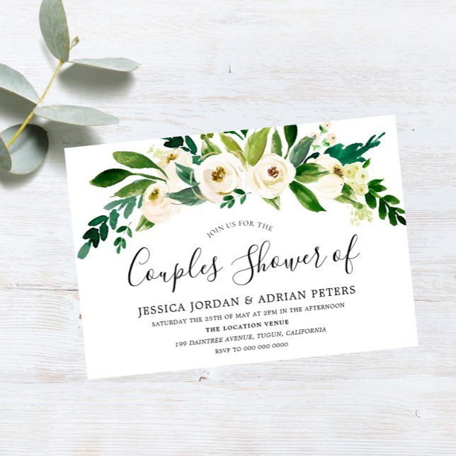 Invitación Floral blanca Todas las estaciones Parejas Ducha I (Subido por el creador)
