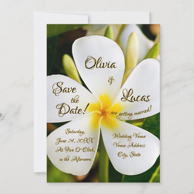 Invitación Floral blanca tropical - Nuevos comienzos - Boda (Anverso)