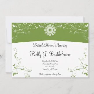 Invitación Floral blanca verde floreciente ducha de novia