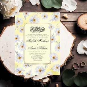 Invitación Floral blanca y Boda musulmana amarilla
