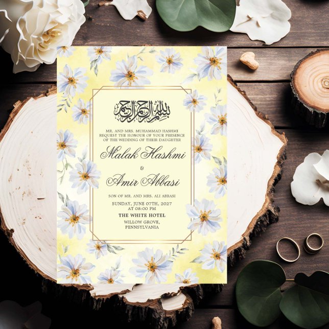 Invitación Floral blanca y Boda musulmana amarilla (Subido por el creador)