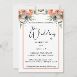 Invitación Floral blanca y de color blanco